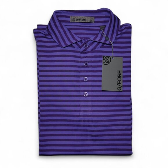 G/FORE Perforated Golf Polo Shirt Mens Size S Purple Stripe Moisture Wicking NWT - Picture 10 of 10